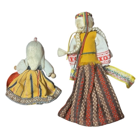 Vintage Estonian Wooden Dolls 8in and 5in - Picture 4 of 4